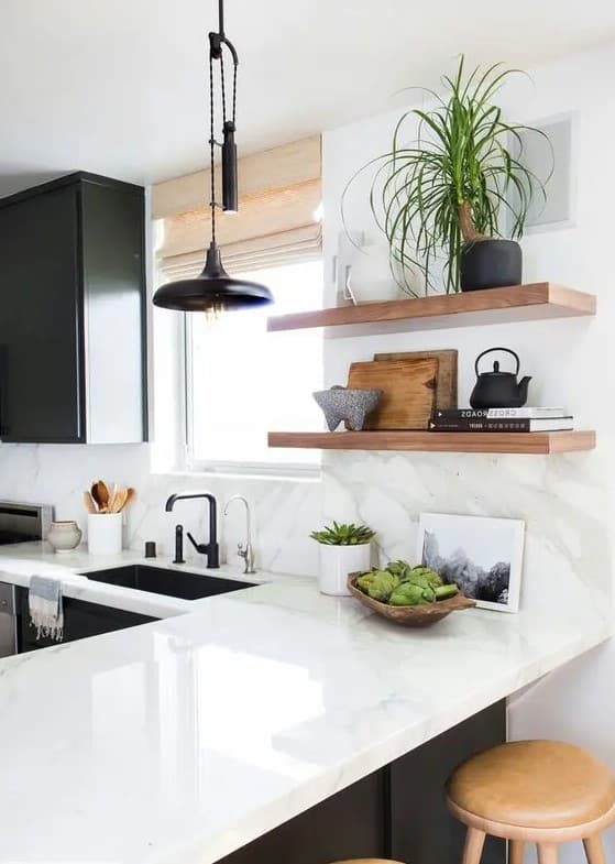 comptoir de cuisine en quartz blanc